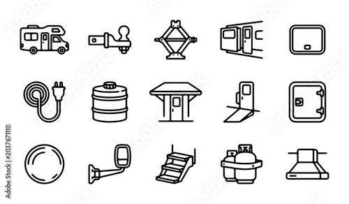 Canvastavla RV Camper Parts Icons, Camping Vehicle Accessories, Travel Trailer Components, M