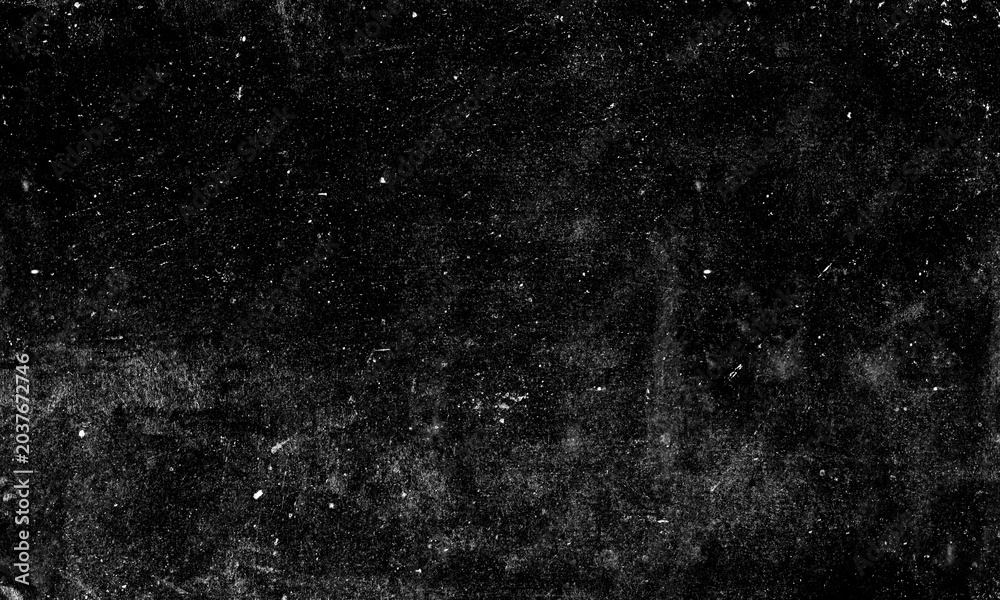 Obraz premium Distressed black texture featuring worn grainy overlay effects with scattered white particles and subtle vintage scratches on a dark surface
