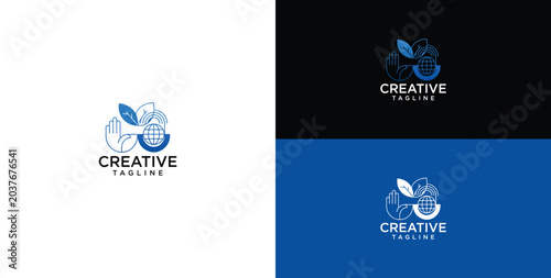 Canvastavla A fresh and modern vector logo featuring a stylized design with leaves, fruits,