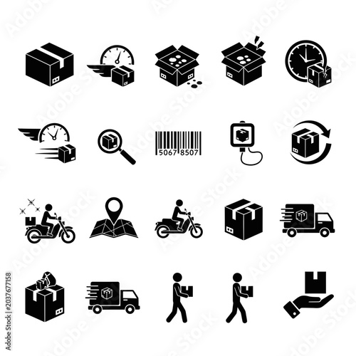 Ecommerce Delivery and Parcel Tracking Icon Set
