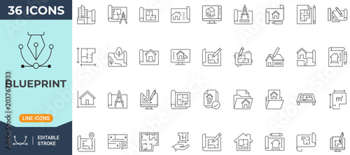 Quadro su tela Blueprint icon set