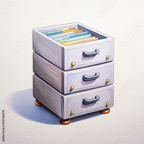 A clean and organized drawer unit showcasing colorful file folders for efficient office storage solutions.