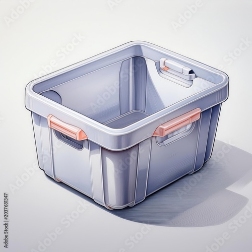 A minimalistic storage box with ergonomic handles, perfect for organizing various items in any space.