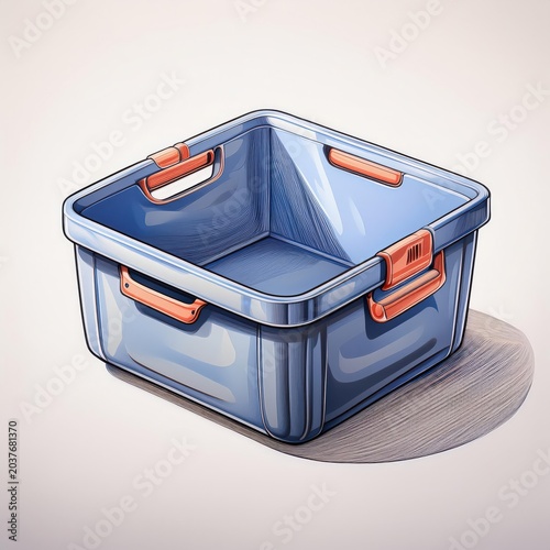 A modern, empty plastic storage container designed for organizing household items or craft supplies.