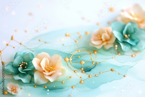 Delicate flowers with soft colors and shimmering accents, perfect for art and design inspiration.