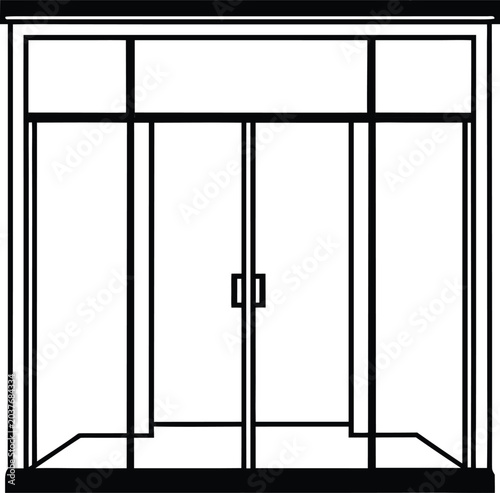 Modern minimalist glass double door entrance with transom window