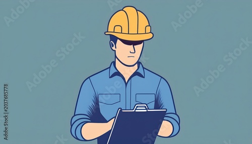 A construction worker with a helmet examines plans, illustrating diligence and safety in the workplace.