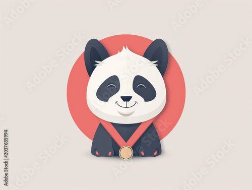 A cute panda character with a medal, showcasing joy and achievement.