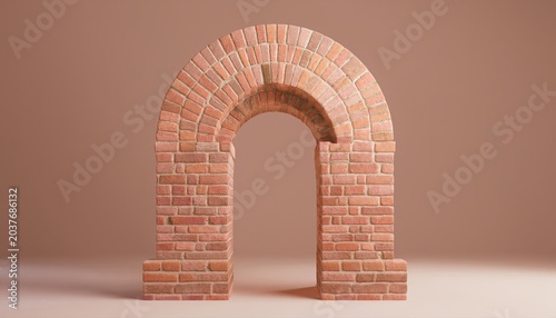 A detailed brick archway showcasing intricate craftsmanship and design in a minimalist setting.