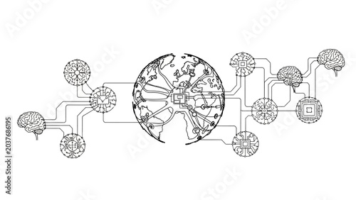 The Interconnectedness of Global Intelligence and Technological Advancement A Network of Digital Brains and Earth