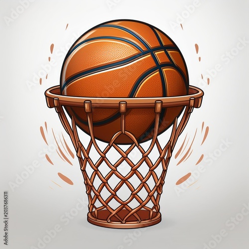 A dynamic illustration of a basketball going through a hoop, capturing the thrill of the game and the spirit of competition.