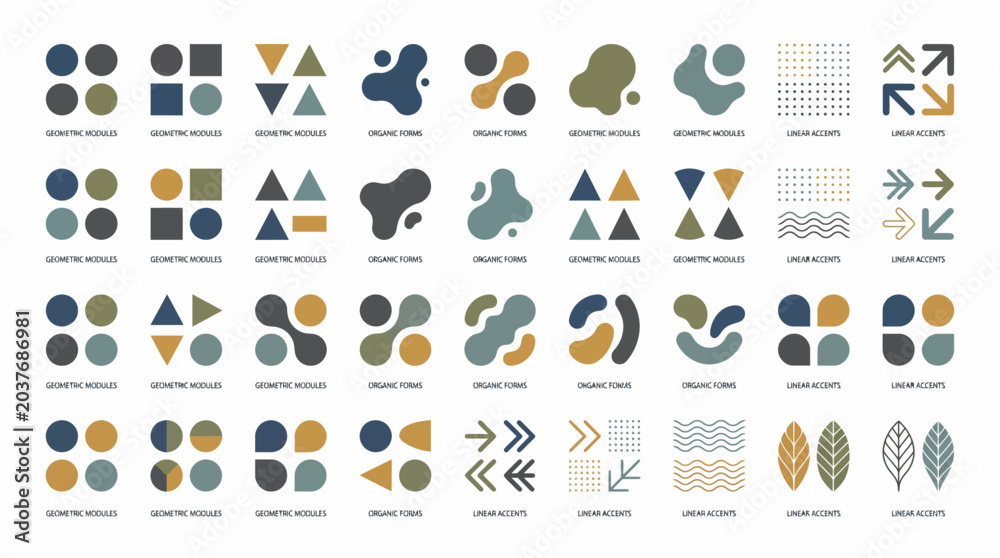 Fototapeta premium Abstract Geometric and Organic Shapes Collection for Modern Design