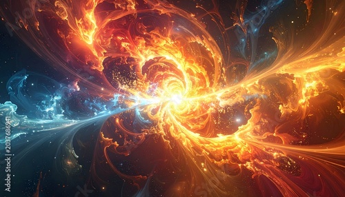 Vibrant Cosmic Nebula Explosion with Swirling Energy and Starlight.