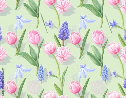 seamless pattern with tulips