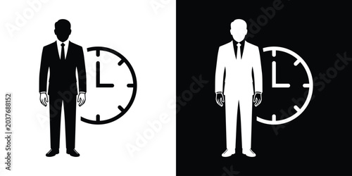 Photos Businessman standing with a clock icon background