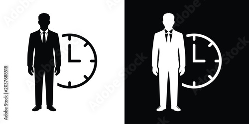 Bild auf Leinwand Businessman standing with a clock icon background