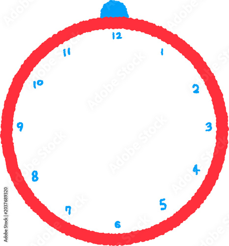 Cute red round wall clock illustration