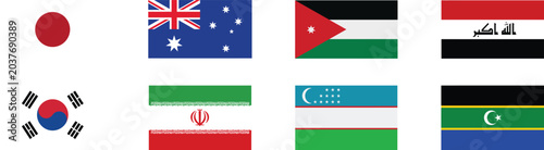 Foto Asian Oceanian national flag vector set