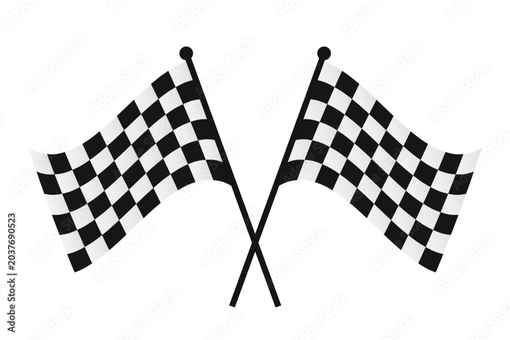 Naklejka premium Banderas de automovilismo cruzadas, a cuadros balnco y negro editable vectorial