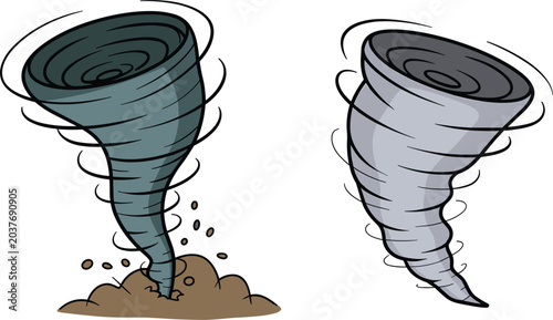 Fotografie Tornado icons set, swirling cyclone and twister illustrations, vector isolated b
