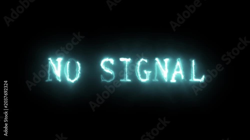Animated blue electric text no signal on black background electricity lightning