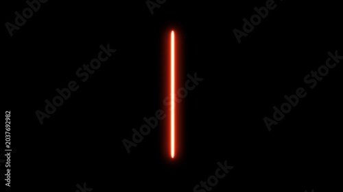 Single vertical glowing red line animation on black background laser light