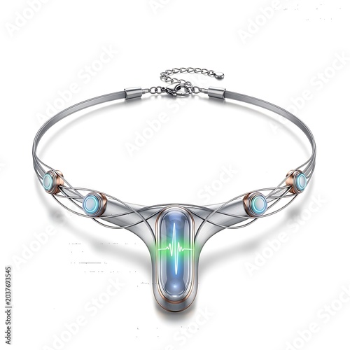 Beautiful opal necklace on white background.