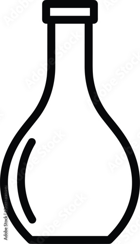 Outline vector icon of a classic wine bottle with a cap top