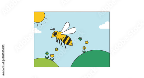 Obraz na płótnie Bee flying in sunny weather.