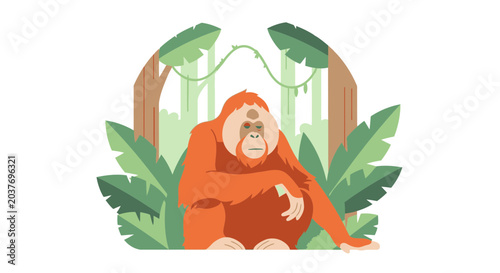 Photography Orange Sloth Sitting on Branch Alone.