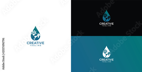 Tableau sur toile A distinctive logo design showcasing a world map within a water droplet, embodyi