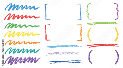 Obraz na płótnie Colorful hand drawn doodle brackets, parentheses and underline set