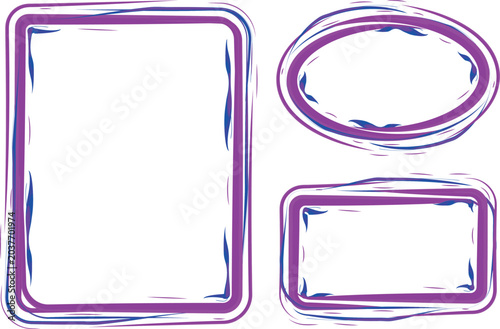 purple colored abstract creative bold outline borders set