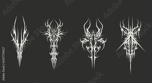 Foto Abstract symmetrical tribal sigil with sharp gothic spikes in cyber occult style