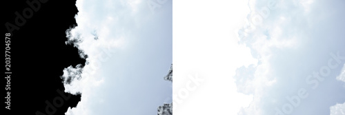 Bild auf Leinwand Large white cumulus cloud border with alpha channel on png background graphics