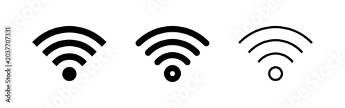 Foto Wifi signal strength icon set, representing wireless internet connectivity and network
