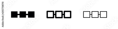 Photos Horizontal Blocks Icon Set: Solid, Thick Outline, and Thin Outline