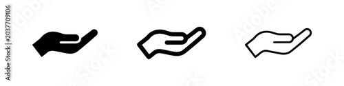 Schilderij op canvas Open Hand Icons: Solid, Outline, and Filled Outline for Giving or Receiving