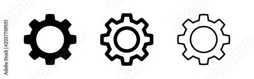 Фотография Industrial gear and cogwheel icons in various stroke styles for settings and mec
