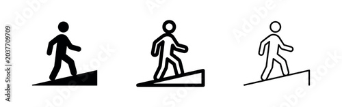 Tablou pe pânză Person walking up a ramp icon set