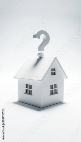 White House Icon with Question Mark Symbol Isolated on Transparent Background