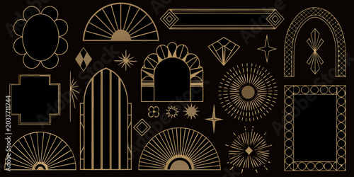 Schilderij op canvas Gold Colored Decorative Frames Collection Art Deco Vector Illustration