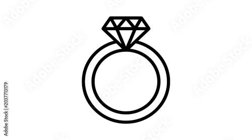 Foto Diamond engagement ring outline icon in minimal black style