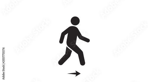 Simple walking person icon with directional arrow