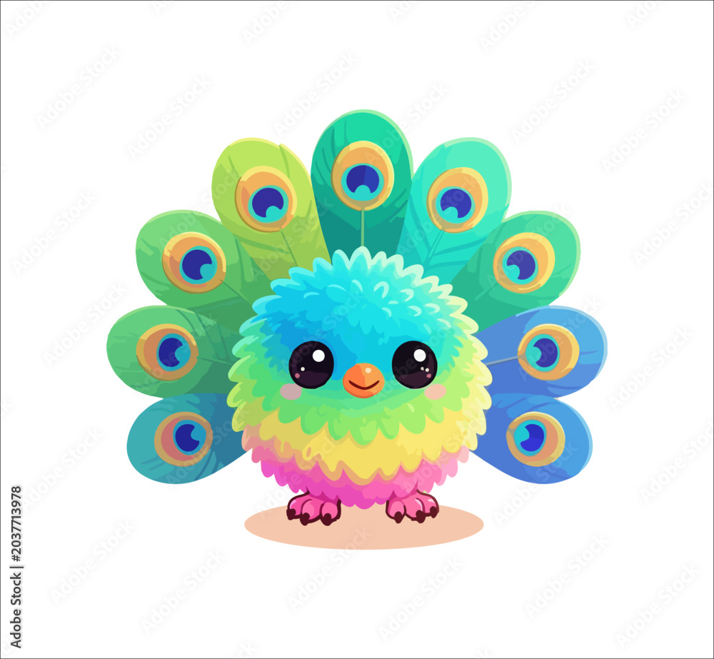 Fototapeta premium Happy Rainbow Peacock Illustration