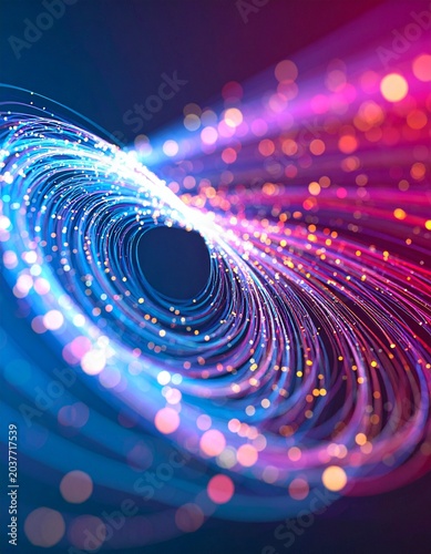 AI neural network concept, big data light quantum computing technology, futuristic and modern tech information transmission