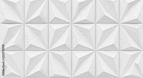 Geometric white relief pattern with sharp edges and shadows