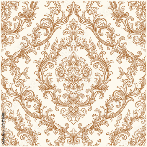Canvas-taulu Damask seamless pattern element