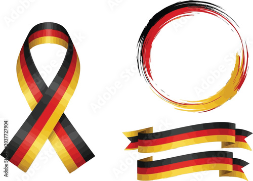 German national colors ribbon brushstroke circle and banners collection for patriotic designs and branding