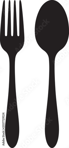 Fork and Spoon Silhouette – Vector Illustration